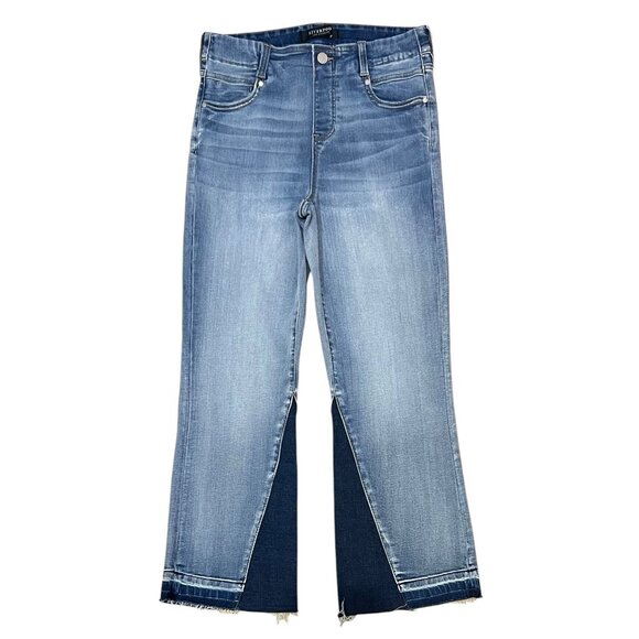 Liverpool Women Size 28 Jeans GiaGlider Crop Pull-On Fray Hem Stretch Alverston - Picture 2 of 14